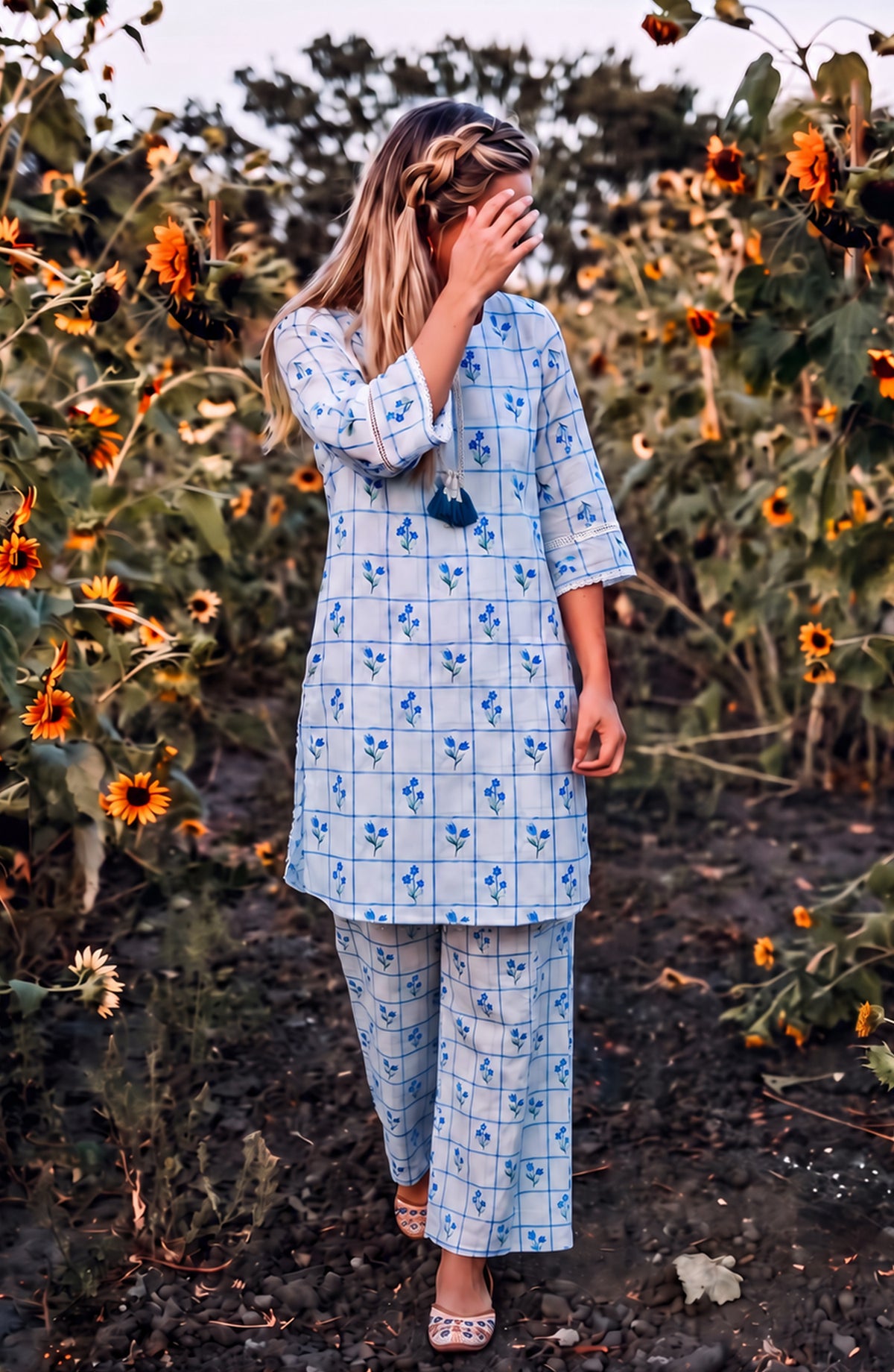 Parchhai by Amna Khadija Printed Cotton Stitched 2 Piece Co-ord Set - AKP-13M - AM26CHI - Blue - Summer Collection