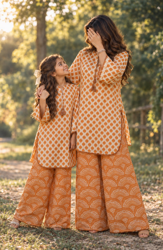 Parchhai by Amna Khadija Printed Cotton Stitched 2 Piece Co-ord Set - AKP-15M - AM26CHI - Orange - Summer Collection