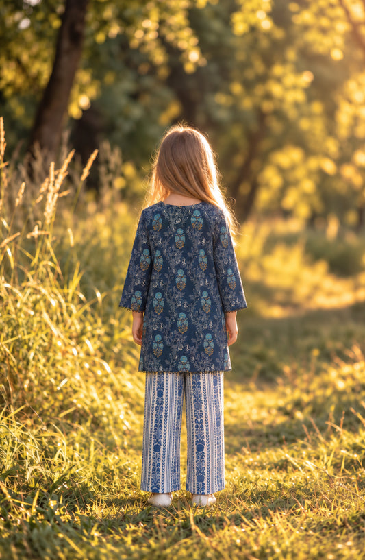 Parchhai by Amna Khadija Printed Cotton Stitched 2 Piece Co-ord Set - AKP-16D - AM26CHI - Blue - Summer Girls Collection