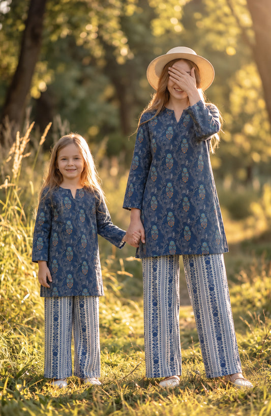 Parchhai by Amna Khadija Printed Cotton Stitched 2 Piece Co-ord Set - AKP-16M - AM26CHI - Blue - Summer Collection