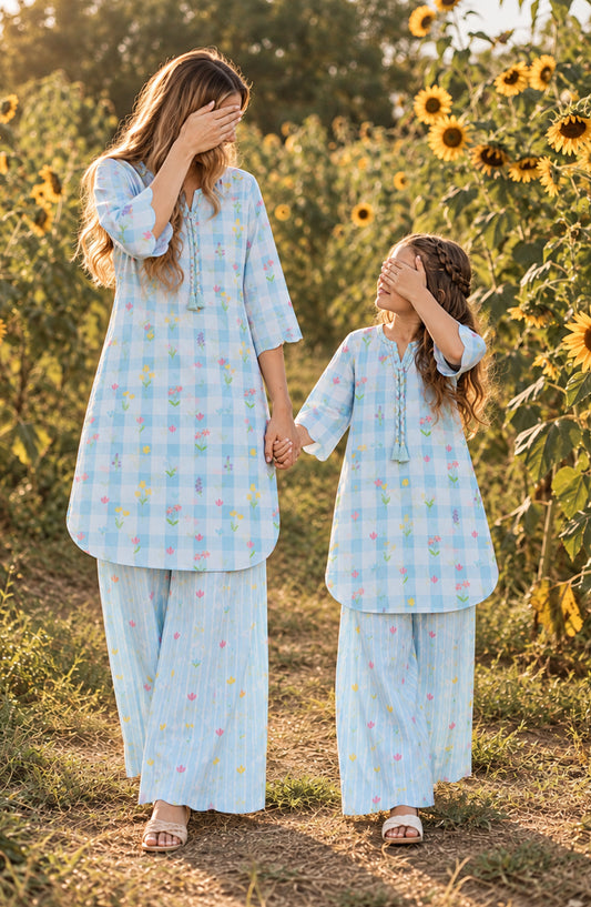 Parchhai by Amna Khadija Printed Cotton Stitched 2 Piece Co-ord Set - AKP-17M - AM26CHI - Blue - Summer Collection