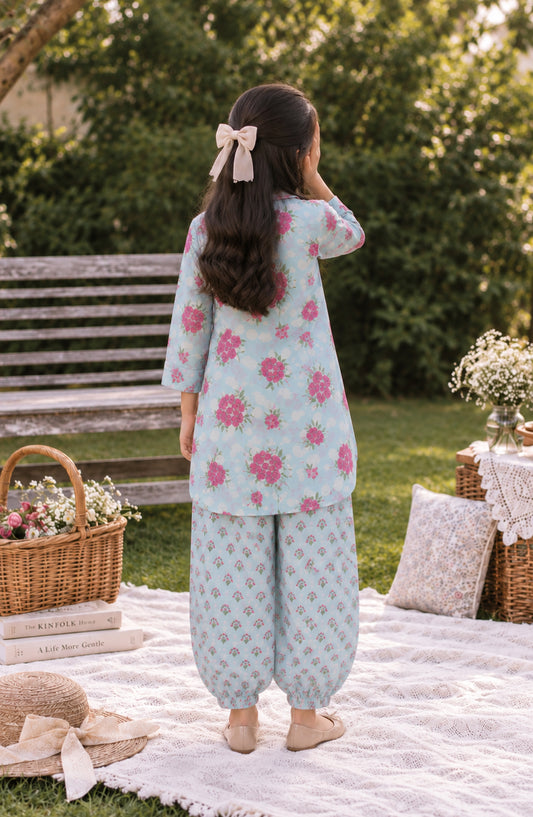 Parchhai by Amna Khadija Printed Cotton Stitched 2 Piece Co-ord Set - AKP-18D - AM26CHI - Blue - Summer Girls Collection