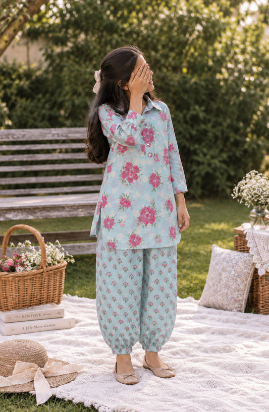 Parchhai by Amna Khadija Printed Cotton Stitched 2 Piece Co-ord Set - AKP-18D - AM26CHI - Blue - Summer Girls Collection
