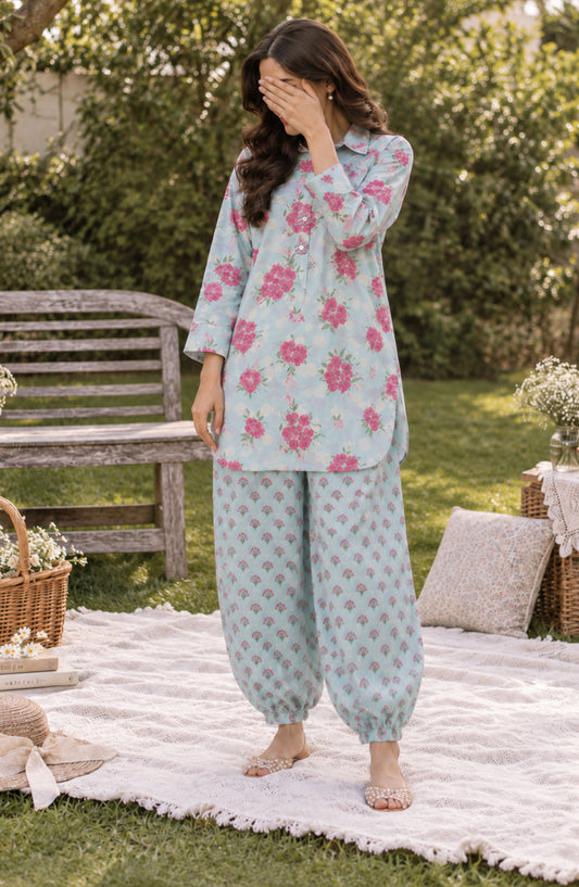 Parchhai by Amna Khadija Printed Cotton Stitched 2 Piece Co-ord Set - AKP-18M - AM26CHI - Blue - Summer Collection