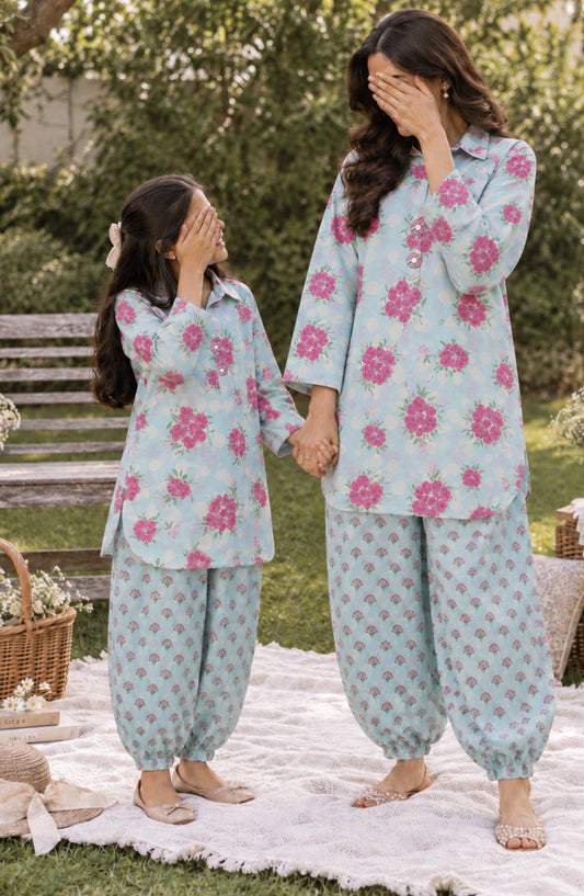 Parchhai by Amna Khadija Printed Cotton Stitched 2 Piece Co-ord Set - AKP-18M - AM26CHI - Blue - Summer Collection