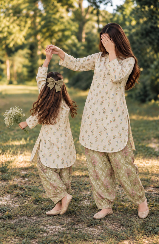 Parchhai by Amna Khadija Printed Cotton Stitched 2 Piece Co-ord Set - AKP-19M - AM26CHI - Fawn - Summer Collection
