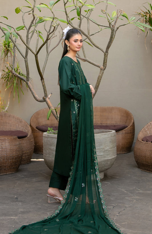 Pardes by Tawakkal Fabrics Embroidered Lawn Stitched 3 Piece Suit - D-4064 - TF26PARD - Green - Summer Collection