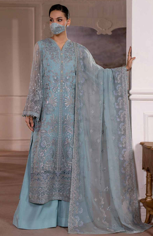 Parisa Safeera by Flossie Embroidered Chiffon Unstitched 3 Piece Suit - PA-01 - FLS26PRS - Blue - Luxury Collection