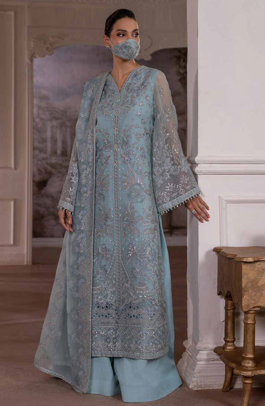 Parisa Safeera by Flossie Embroidered Chiffon Unstitched 3 Piece Suit - PA-01 - FLS26PRS - Blue - Luxury Collection