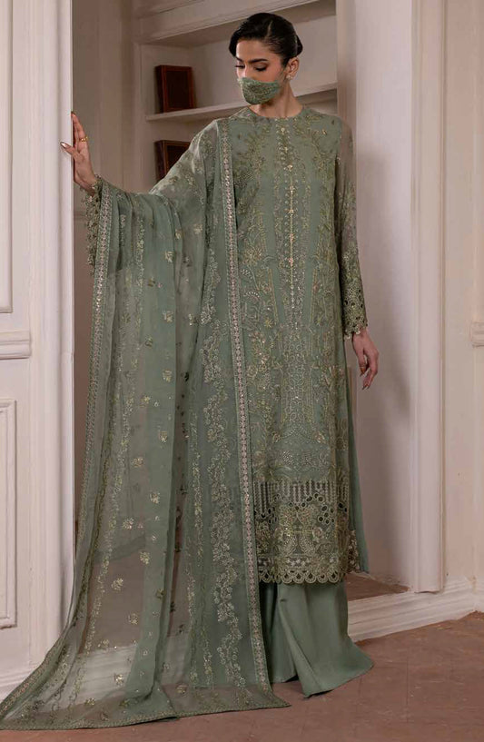 Parisa Safeera by Flossie Embroidered Chiffon Unstitched 3 Piece Suit - PA-03 - FLS26PRS - Green - Luxury Collection