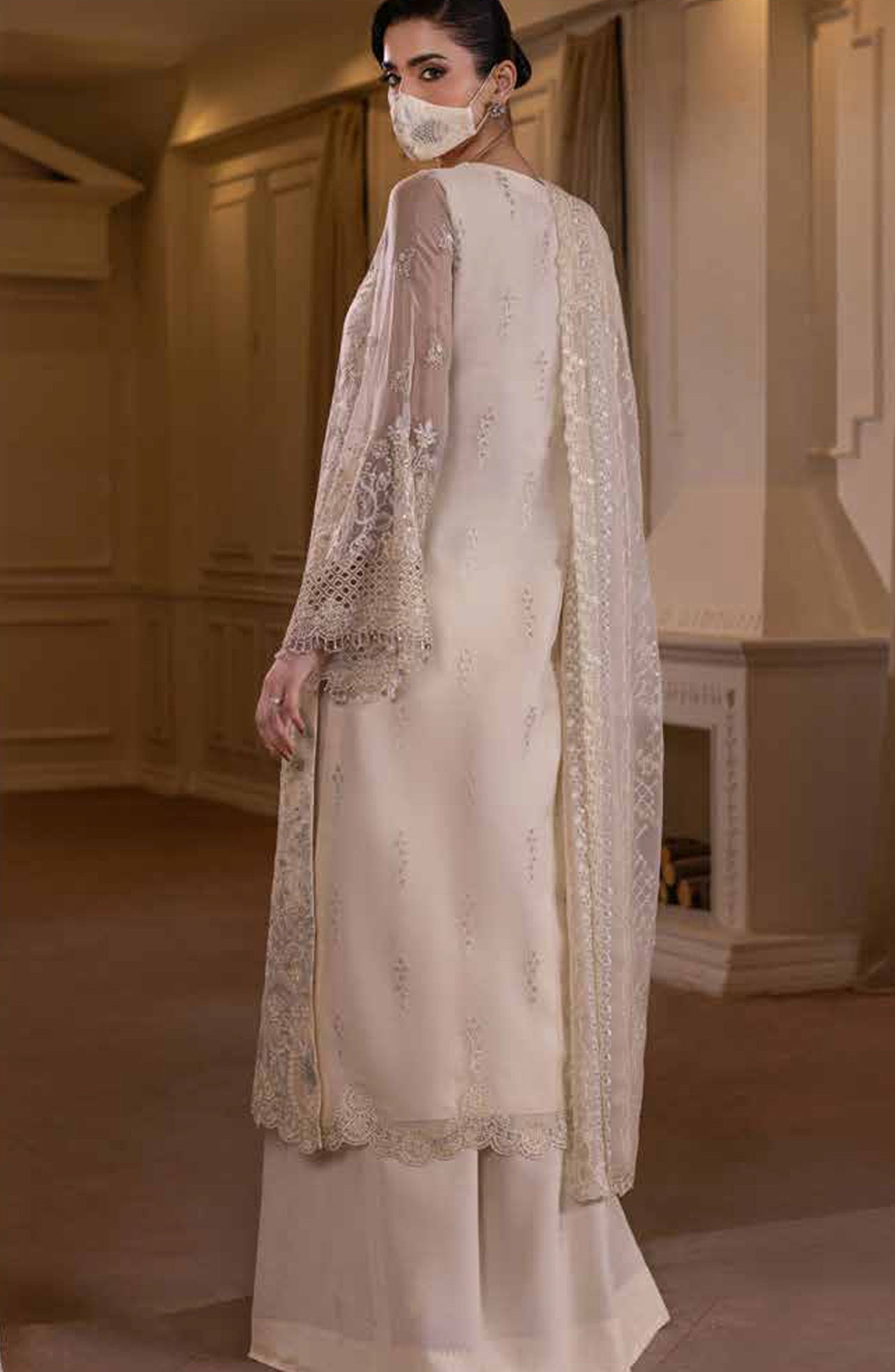 Parisa Safeera by Flossie Embroidered Chiffon Unstitched 3 Piece Suit - PA-07 - FLS26PRS - Lemon - Luxury Collection