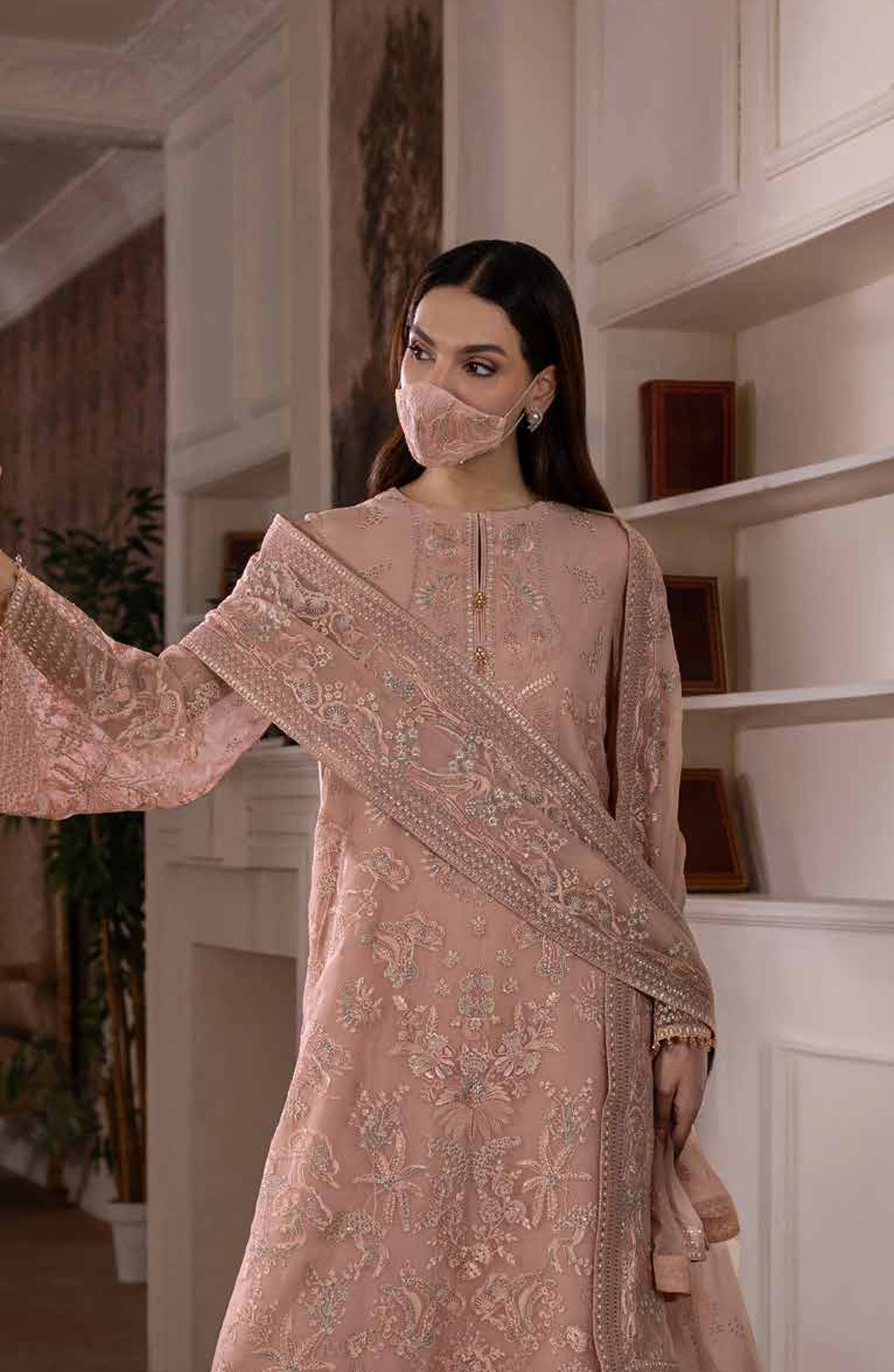 Parisa Safeera by Flossie Embroidered Chiffon Unstitched 3 Piece Suit - PA-08 - FLS26PRS - Baby Pink - Luxury Collection