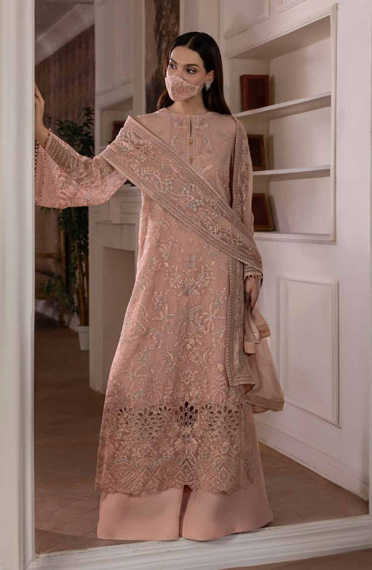 Parisa Safeera by Flossie Embroidered Chiffon Unstitched 3 Piece Suit - PA-08 - FLS26PRS - Baby Pink - Luxury Collection