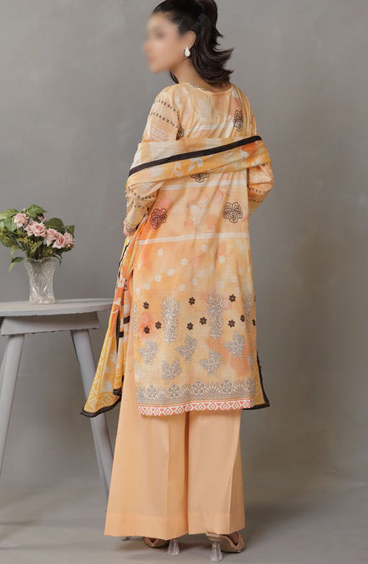 Parisa Embroidered Lawn Unstitched 3 Piece Suit - DE-07 - AK25PRS3 - Peach - Summer Collection