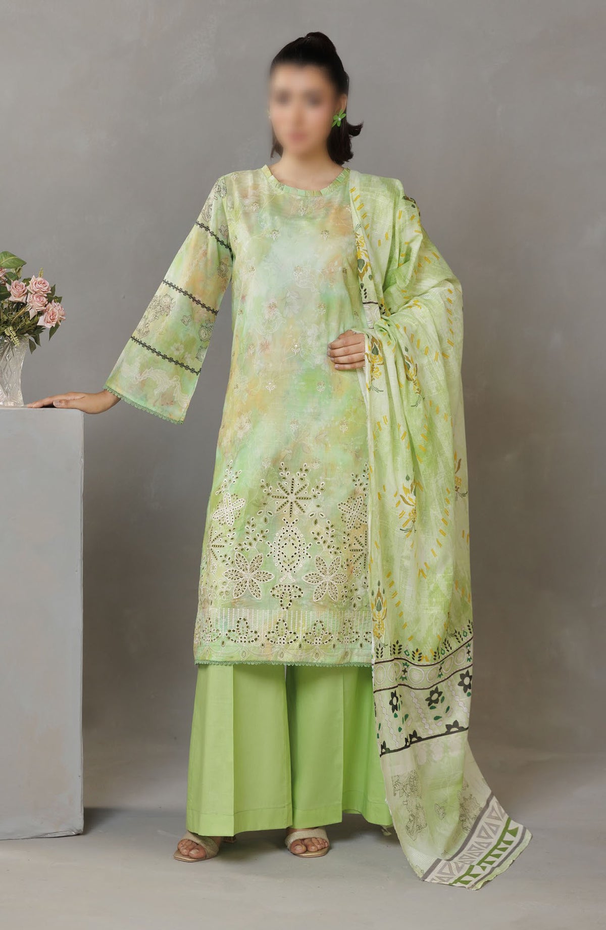 Parisa Embroidered Lawn Unstitched 3 Piece Suit - DE-06 - AK25PRS3 - Green - Summer Collection