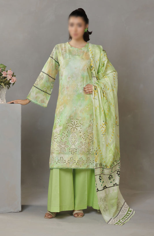 Parisa Embroidered Lawn Unstitched 3 Piece Suit - DE-06 - AK25PRS3 - Green - Summer Collection