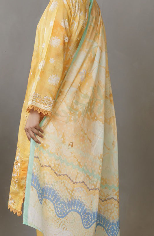Parisa Embroidered Lawn Unstitched 3 Piece Suit - DE-05 - AK25PRS3 - Yellow - Summer Collection