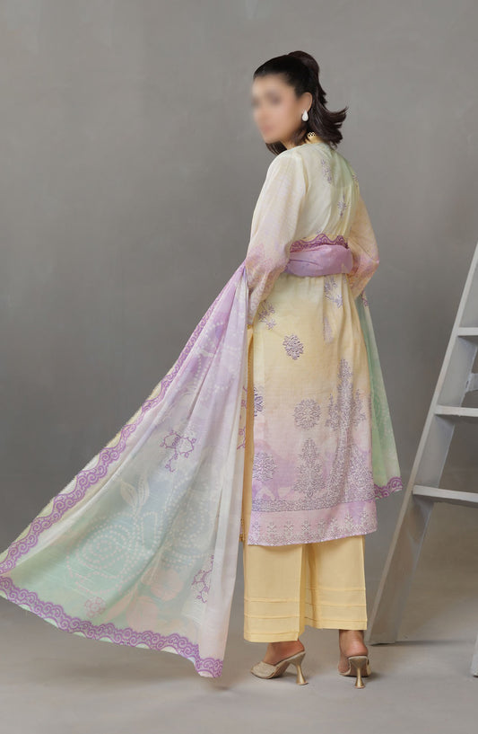 Parisa Embroidered Lawn Unstitched 3 Piece Suit - DE-03 - AK25PRS3 - Yellow - Summer Collection