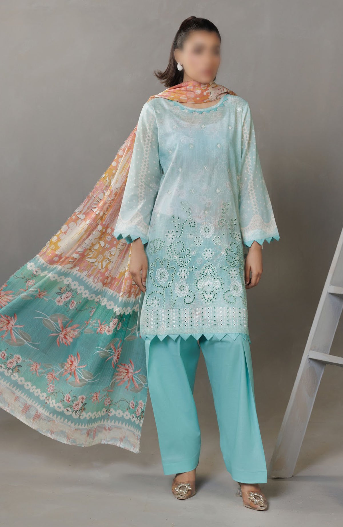 Parisa Embroidered Lawn Unstitched 3 Piece Suit - DE-02 - AK25PRS3 - Sea Green - Summer Collection