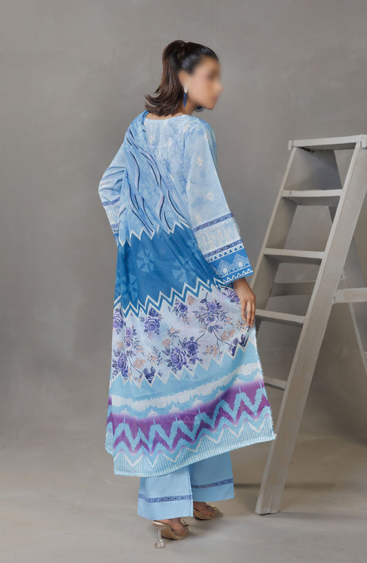 Parisa Embroidered Lawn Unstitched 3 Piece Suit - DE-01 - AK25PRS3 - Blue - Summer Collection
