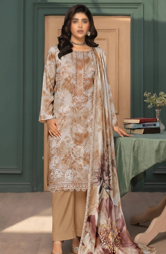 Parishay by Al Karim Embroidered Lawn Unstitched 3 Piece Suit - D-10 - AK26PRH - Brown - Summer Collection