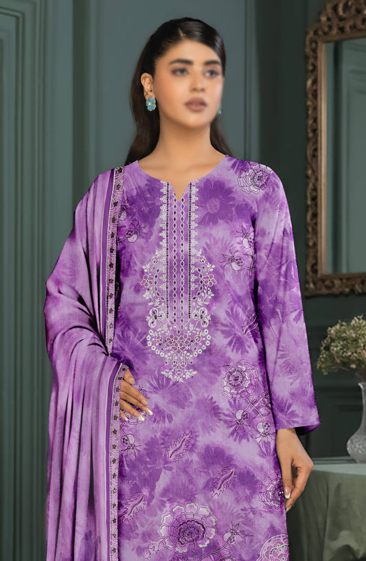 Parishay by Al Karim Embroidered Lawn Unstitched 3 Piece Suit - D-09 - AK26PRH - Purple - Summer Collection