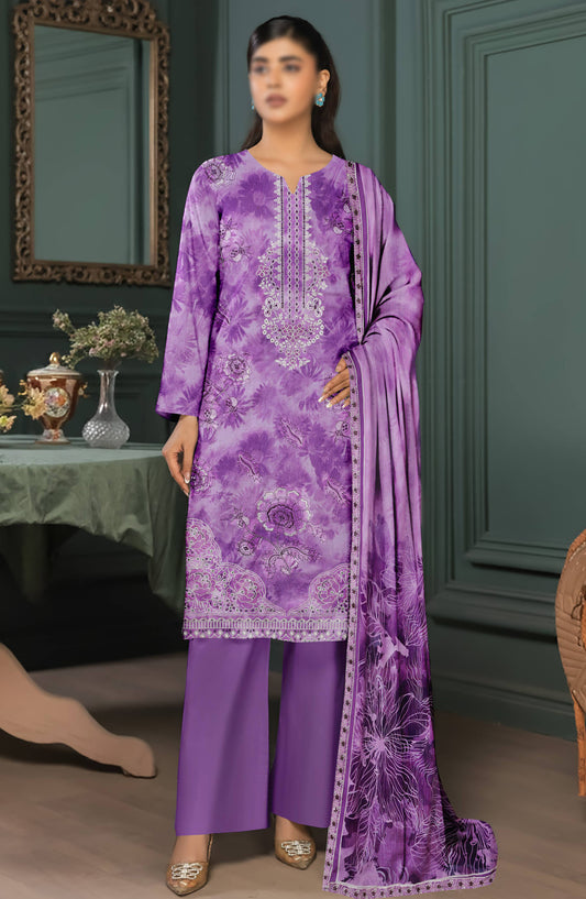 Parishay by Al Karim Embroidered Lawn Unstitched 3 Piece Suit - D-09 - AK26PRH - Purple - Summer Collection