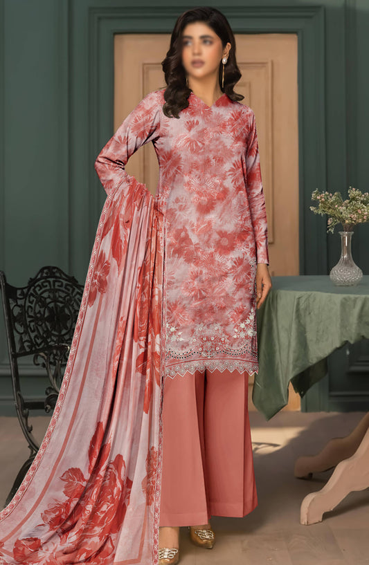 Parishay by Al Karim Embroidered Lawn Unstitched 3 Piece Suit - D-08 - AK26PRH - Pink - Summer Collection