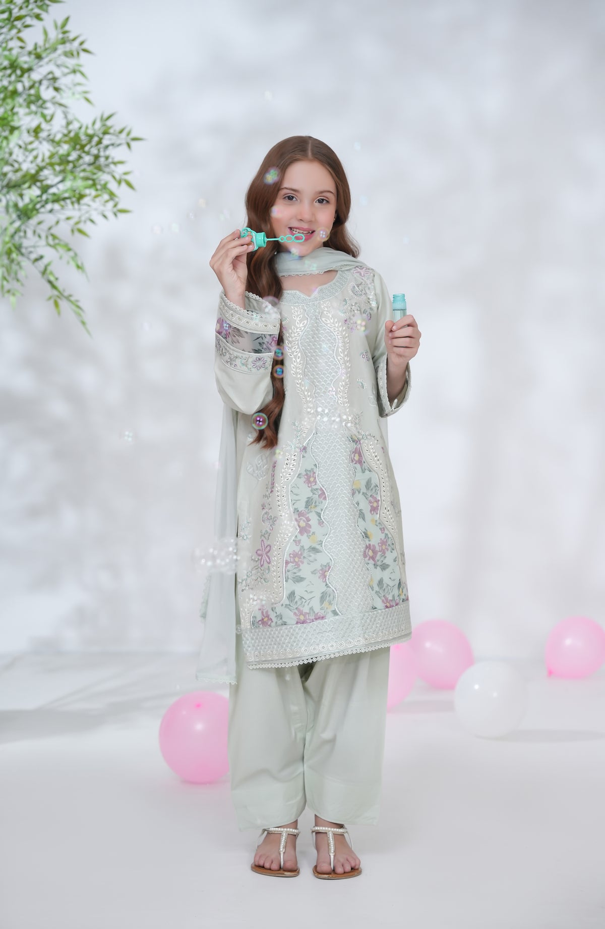 Parizae by Maria Fabrics Embroidered Cotton Stitched 3 Piece Suit - D-05 - MRF26PR - Green - Festive Girls Collection