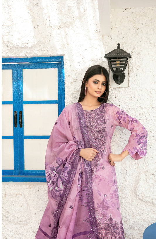 Parizah by Tawakkal Fabrics Embroidered Lawn Unstitched 3 Piece Suit - D-2730 - TF26PRZ - Purple - Summer Collection