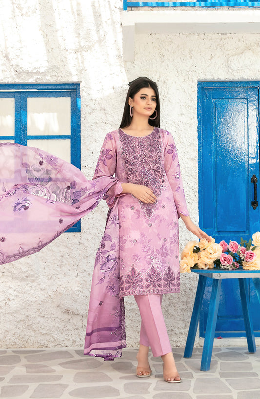 Parizah by Tawakkal Fabrics Embroidered Lawn Unstitched 3 Piece Suit - D-2730 - TF26PRZ - Purple - Summer Collection