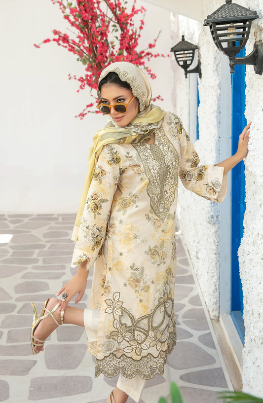 Parizah by Tawakkal Fabrics Embroidered Lawn Unstitched 3 Piece Suit - D-2726 - TF26PRZ - Yellow - Summer Collection