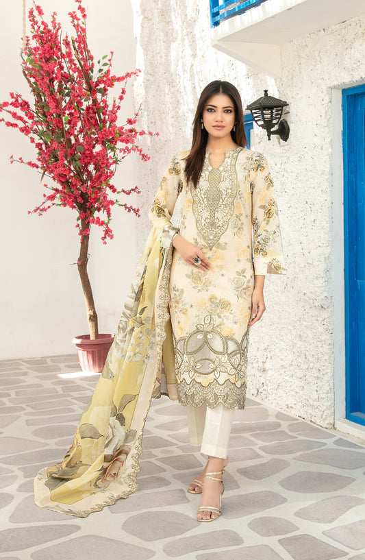 Parizah by Tawakkal Fabrics Embroidered Lawn Unstitched 3 Piece Suit - D-2726 - TF26PRZ - Yellow - Summer Collection