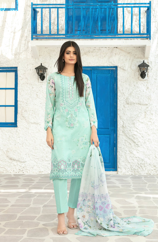 Parizah by Tawakkal Fabrics Embroidered Lawn Unstitched 3 Piece Suit - D-2725 - TF26PRZ - Ferozi - Summer Collection