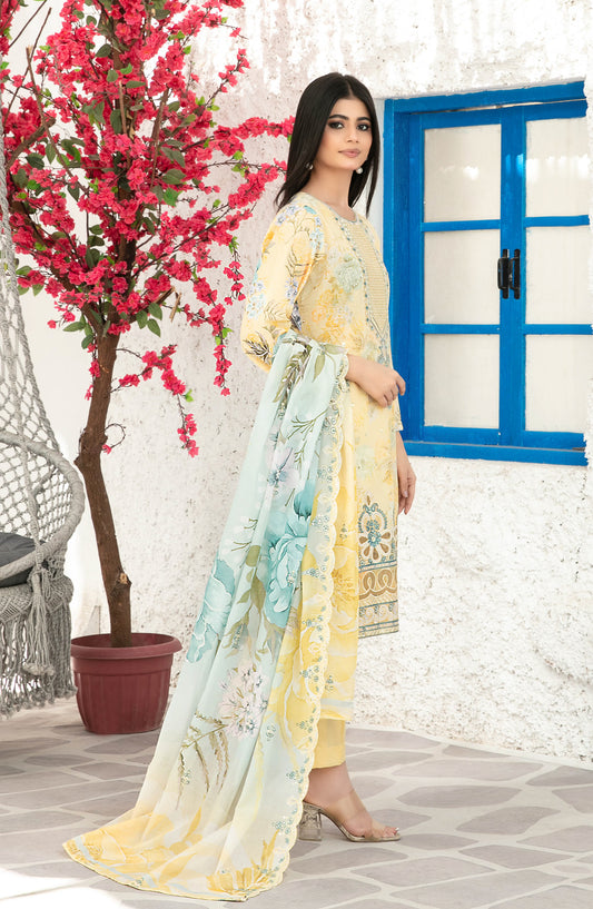 Parizah by Tawakkal Fabrics Embroidered Lawn Unstitched 3 Piece Suit - D-2722 - TF26PRZ - Yellow - Summer Collection