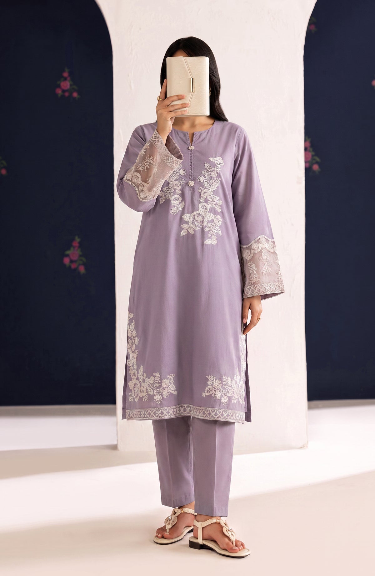 Passu by Amna Khadija Pret Embroidered Cotton Stitched 2 Piece Co-ords Set - AKP-03 - AM26PSSU - Purple - Summer Collection