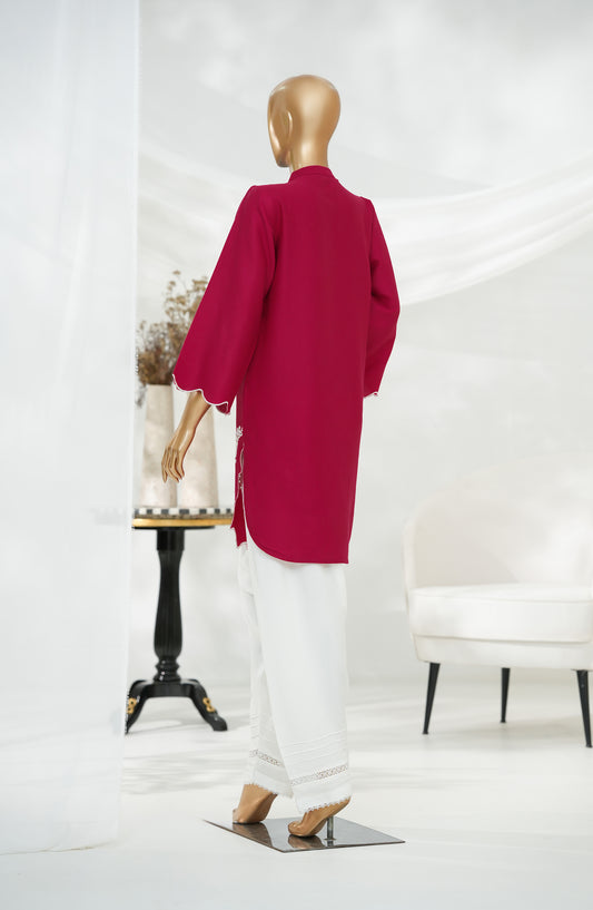 Passu by Amna Khadija Embroidered Fancy Jacquard Stitched Top - PET-03 - AM25PSU - Red - Casual Collection