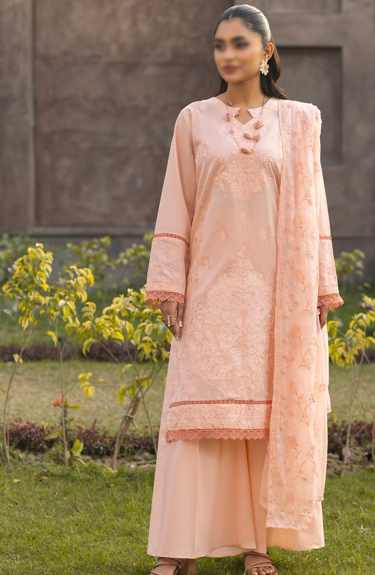 Pastel by Al Karim Embroidered Lawn Unstitched 3 Piece Suit - Design-06 - AK26PST - Pink - Summer Collection