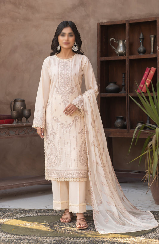 Pastel by Al Karim Embroidered Lawn Unstitched 3 Piece Suit - Design-03 - AK26PST - Peach - Summer Collection