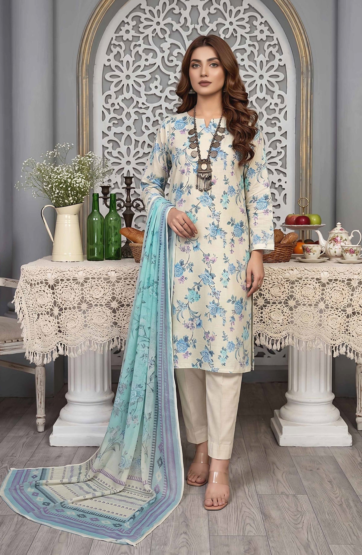 Pastels by Aalaya Embroidered Lawn Unstitched 3 Piece Suit - ART-04 - ALY26PTL - Blue - Summer Collection