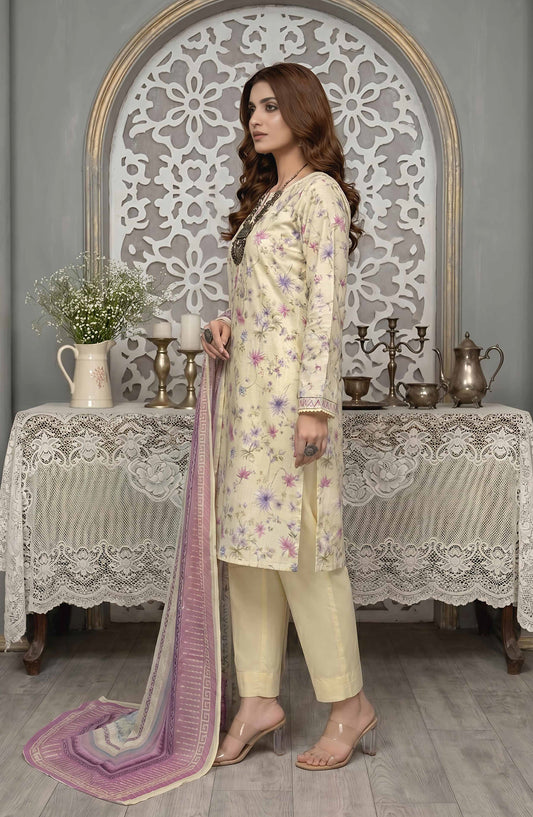 Pastels by Aalaya Embroidered Lawn Unstitched 3 Piece Suit - ART-03 - ALY26PTL - Yellow - Summer Collection