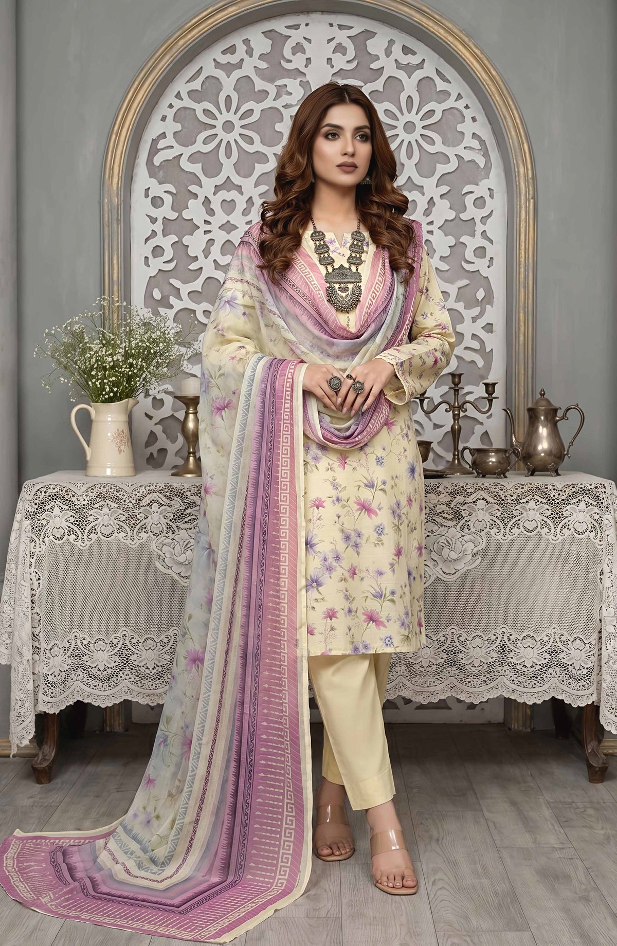 Pastels by Aalaya Embroidered Lawn Unstitched 3 Piece Suit - ART-03 - ALY26PTL - Yellow - Summer Collection
