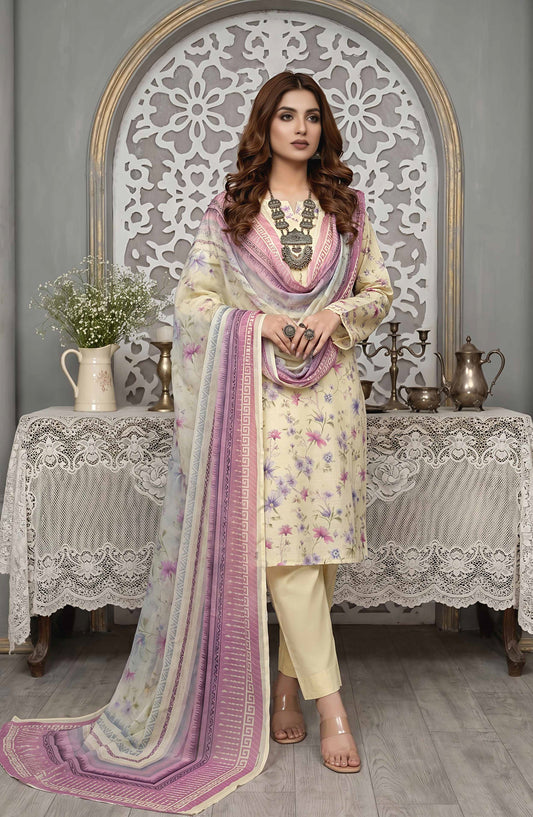 Pastels by Aalaya Embroidered Lawn Unstitched 3 Piece Suit - ART-03 - ALY26PTL - Yellow - Summer Collection