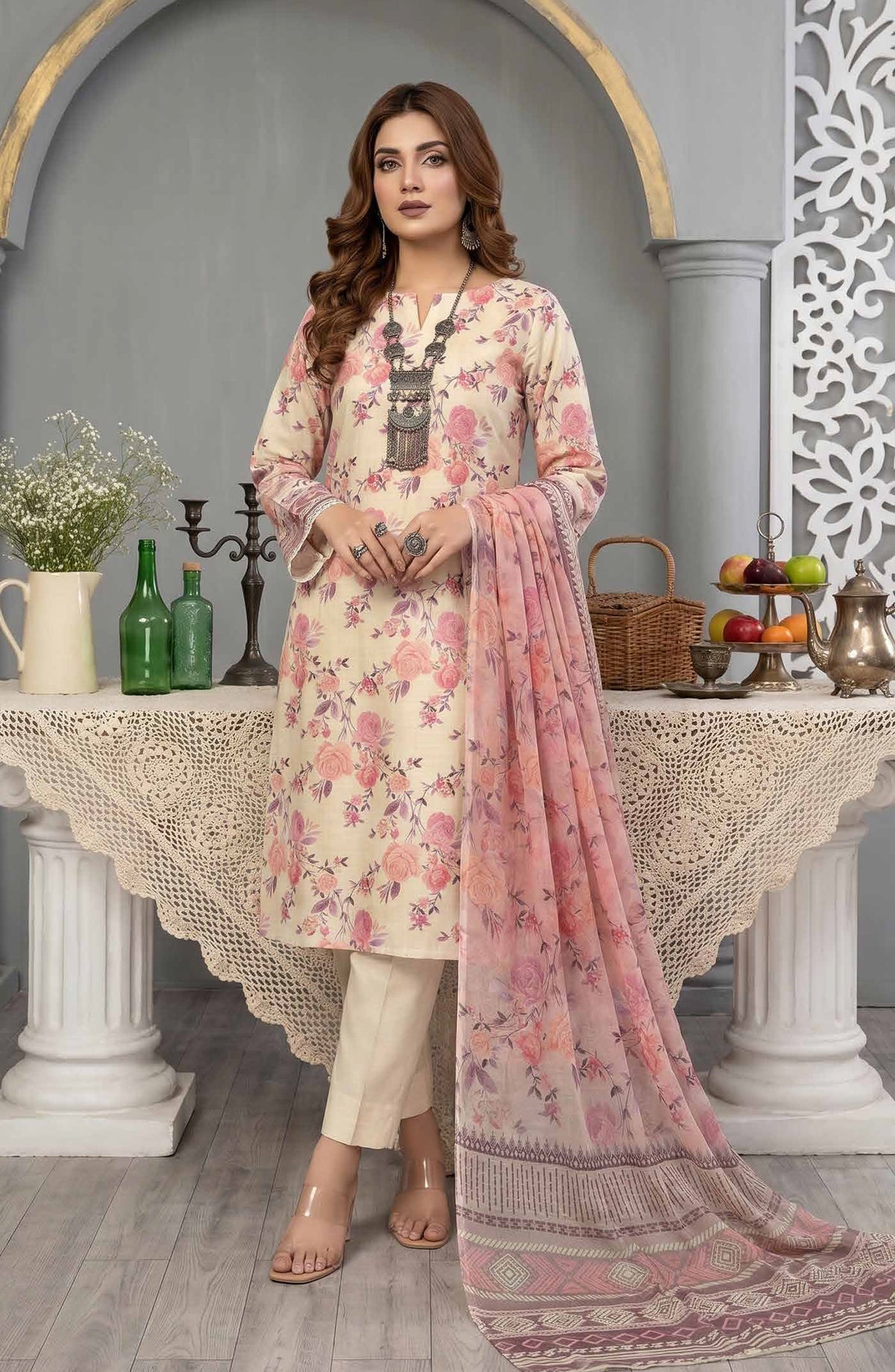 Pastels by Aalaya Embroidered Lawn Unstitched 3 Piece Suit - ART-01 - ALY26PTL - Fawn - Summer Collection