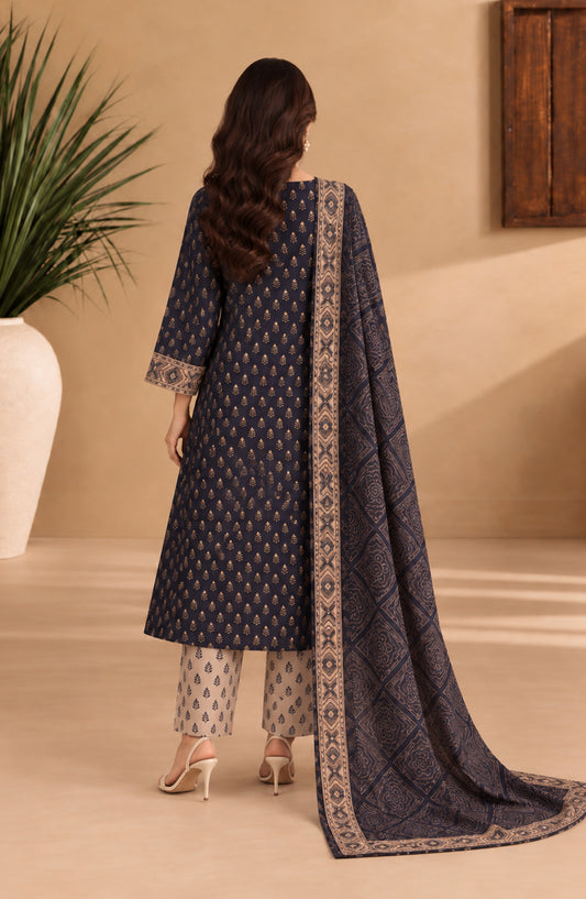 Pehchaan by Amna Khadija Printed Cotton Cambric Stitched 3 Piece Suit - AKP-01 - AM26CHN - Black - Summer Collection