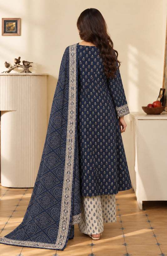 Pehchaan by Amna Khadija Printed Cotton Cambric Stitched 3 Piece Suit - AKP-02 - AM26CHN - Blue - Summer Collection