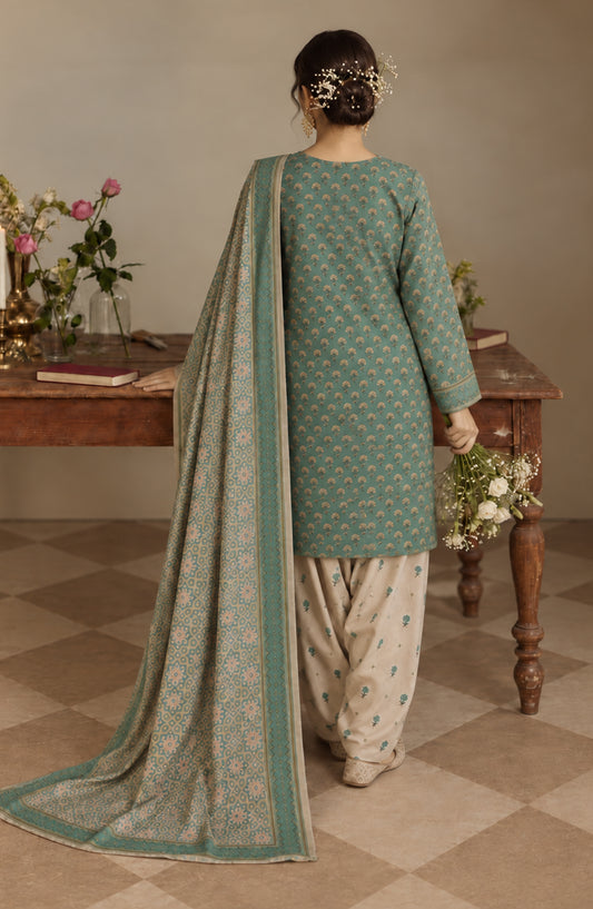 Pehchaan by Amna Khadija Printed Cotton Cambric Stitched 3 Piece Suit - AKP-03 - AM26CHN - Green - Summer Collection