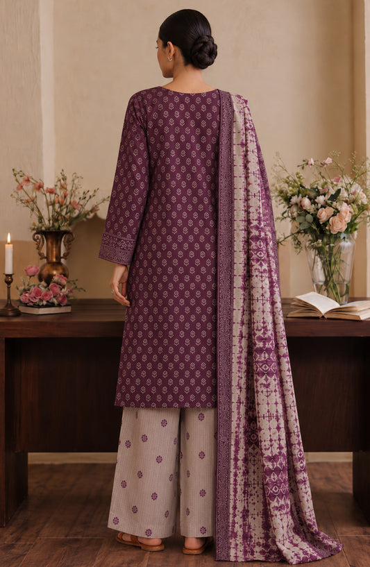 Pehchaan by Amna Khadija Printed Cotton Cambric Stitched 3 Piece Suit - AKP-06 - AM26CHN - Purple - Summer Collection