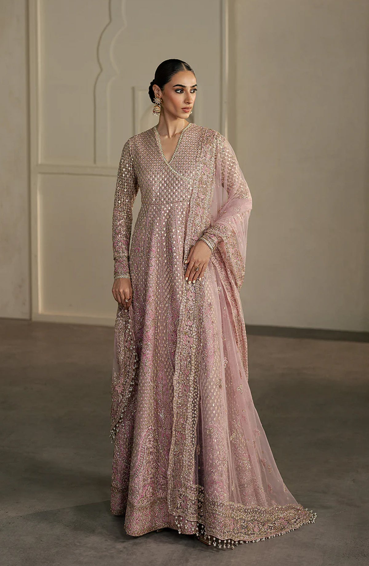 Pehli Nazar by Ayzel Embroidered Net Unstitched 3 Piece Suit - Savera - AY25PHN - Pink - Festive Collection