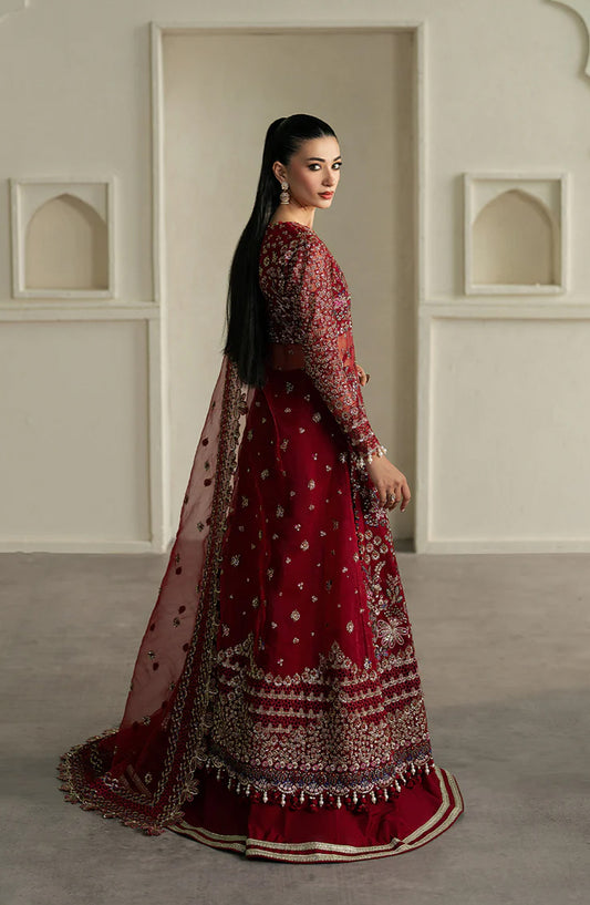 Pehli Nazar by Ayzel Embroidered Organza Unstitched 3 Piece Suit - Naqqash - AY25PHN - Maroon - Festive Collection